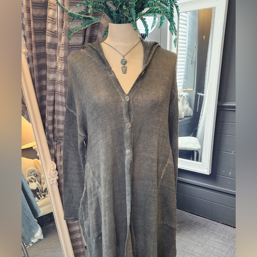 Grizas Linen and Cotton Hoodie Cardigan